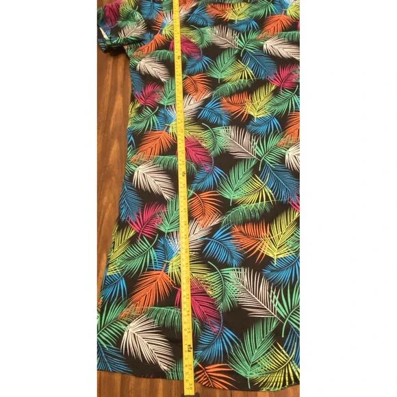 Women's ENJOYNIGHT Sleepwear Gown Size XL  NWT Palm Leaves Colorful Short Sleeve - Picture 9 of 12